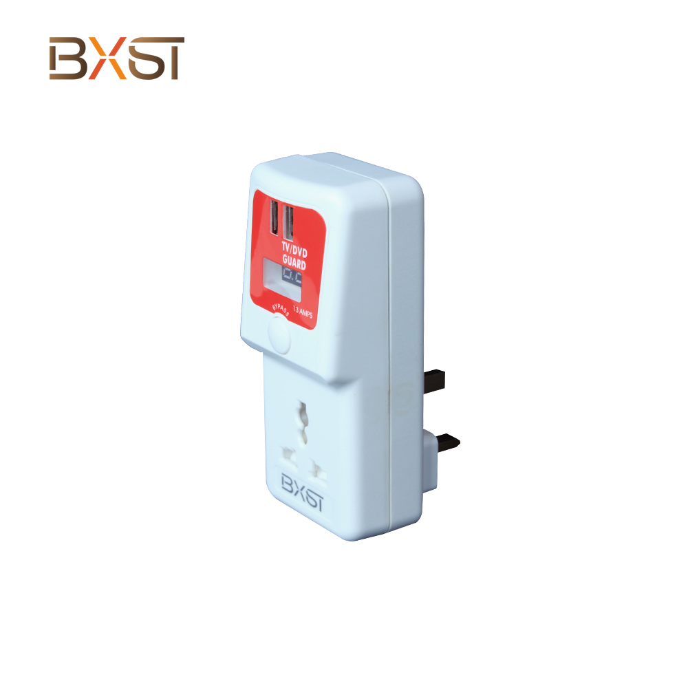 BXST TV Guard UK Plud Automatic Voltage Protector مع USB V187-D-USB